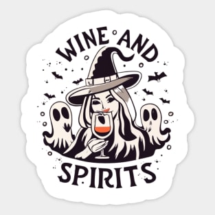 Wine and Spirits Halloween Witch Sticker